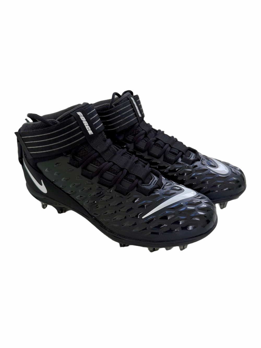 Nike Force Savage Pro 2 Black/White Mid Football Cleats Men Size 11.5 WIDE EUC